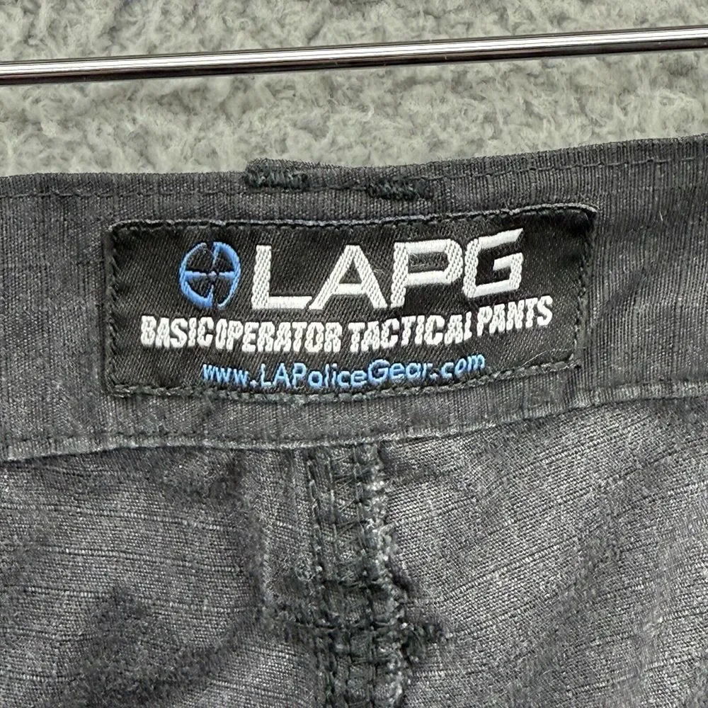 LAPG Tactical Pants Mens Size 42x30 Black Ripstop Elastic‎ Waistband Cargo